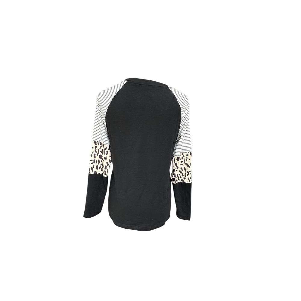 Unbranded Raglan Top Women Black Thanksgiving Pumpkin Mixed Print Sleeve Graphic - Picture 6 of 13